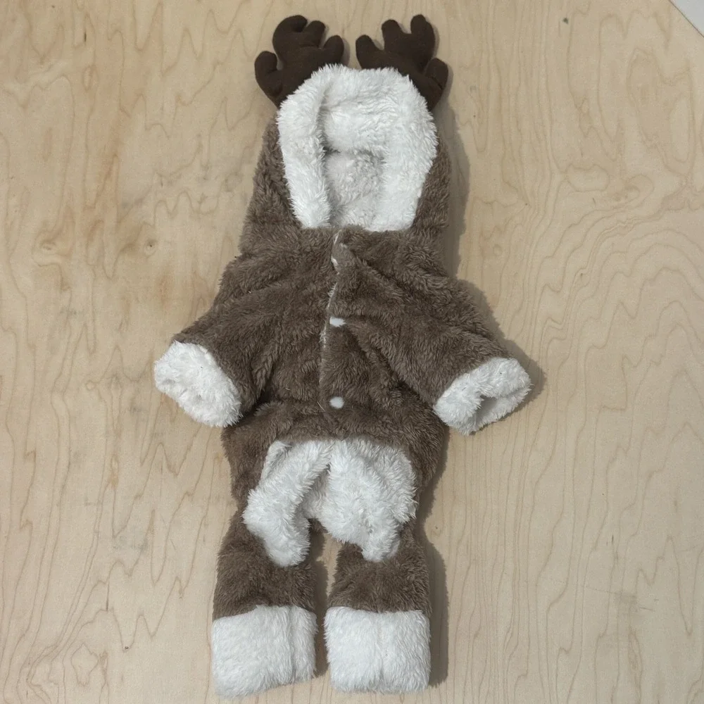 Reindeer Dog Costume – Brown Plush Fleece Christmas Pet Costume Size Small